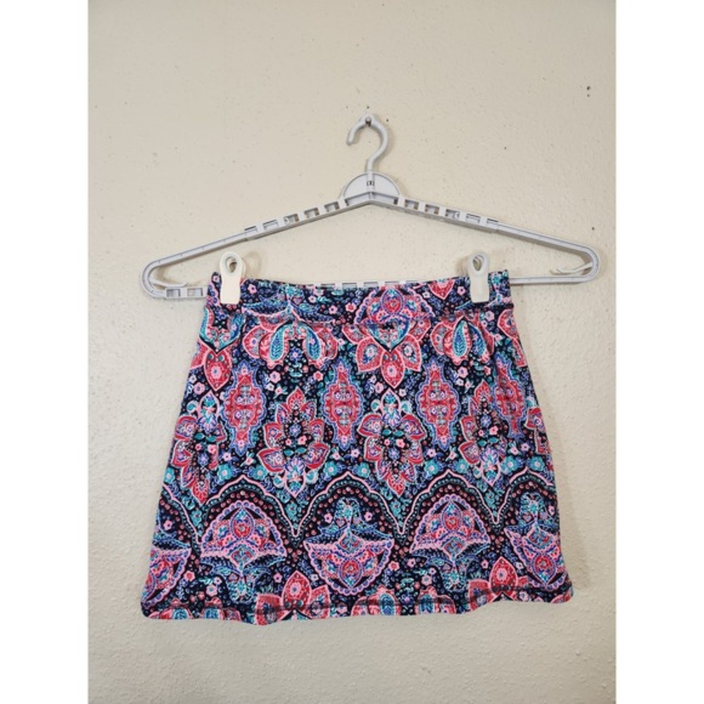 Talbots Navy Paisley Skort with Pink and Teal Accents